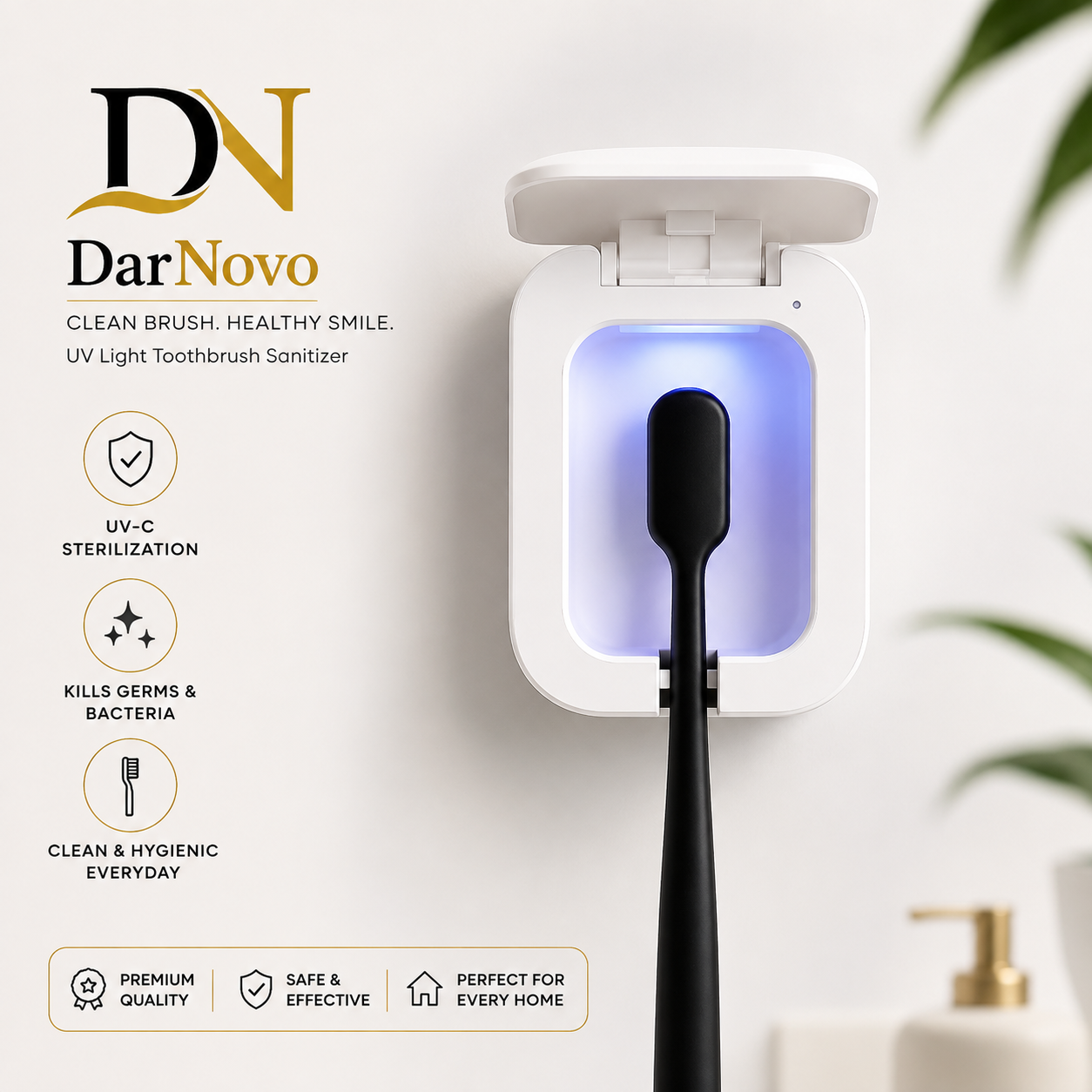 UV Light Toothbrush Sanitizer – Portable UV-C Toothbrush Sterilizer & Hygienic Storage Case