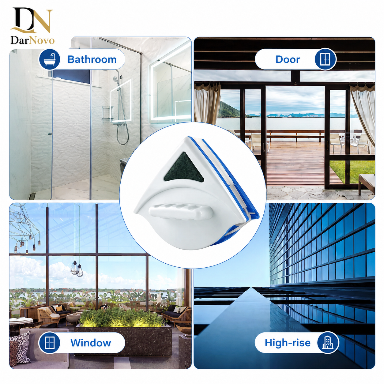 2-Sided Magnetic Glass Cleaner – Tool for High Rise & Home