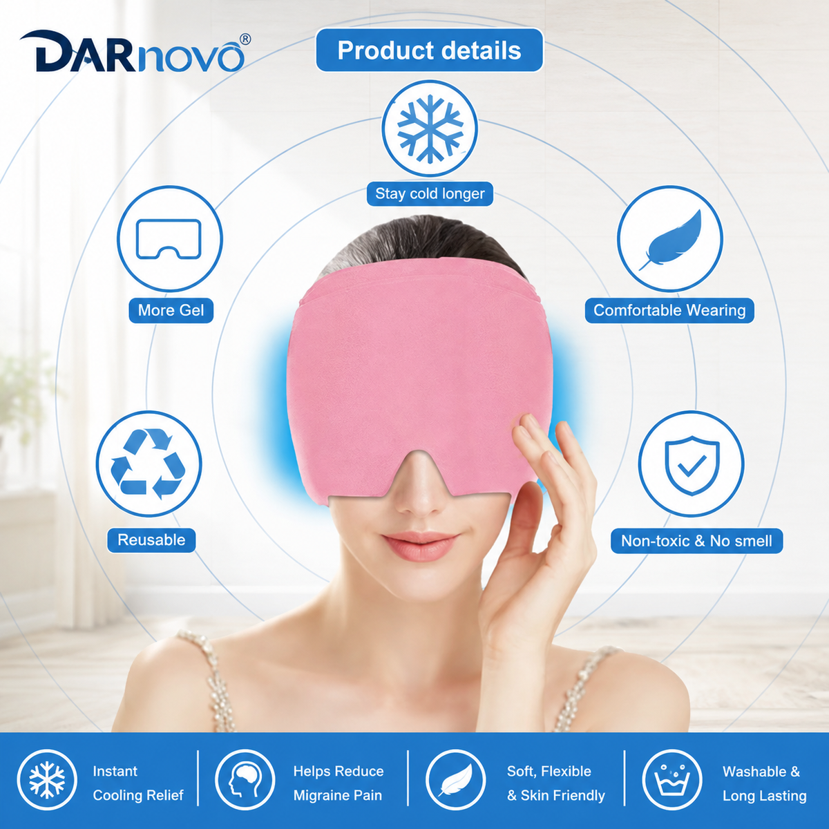 Migraine Relief Cap – Hot & Cold Therapy for Headache and Sinus Relief