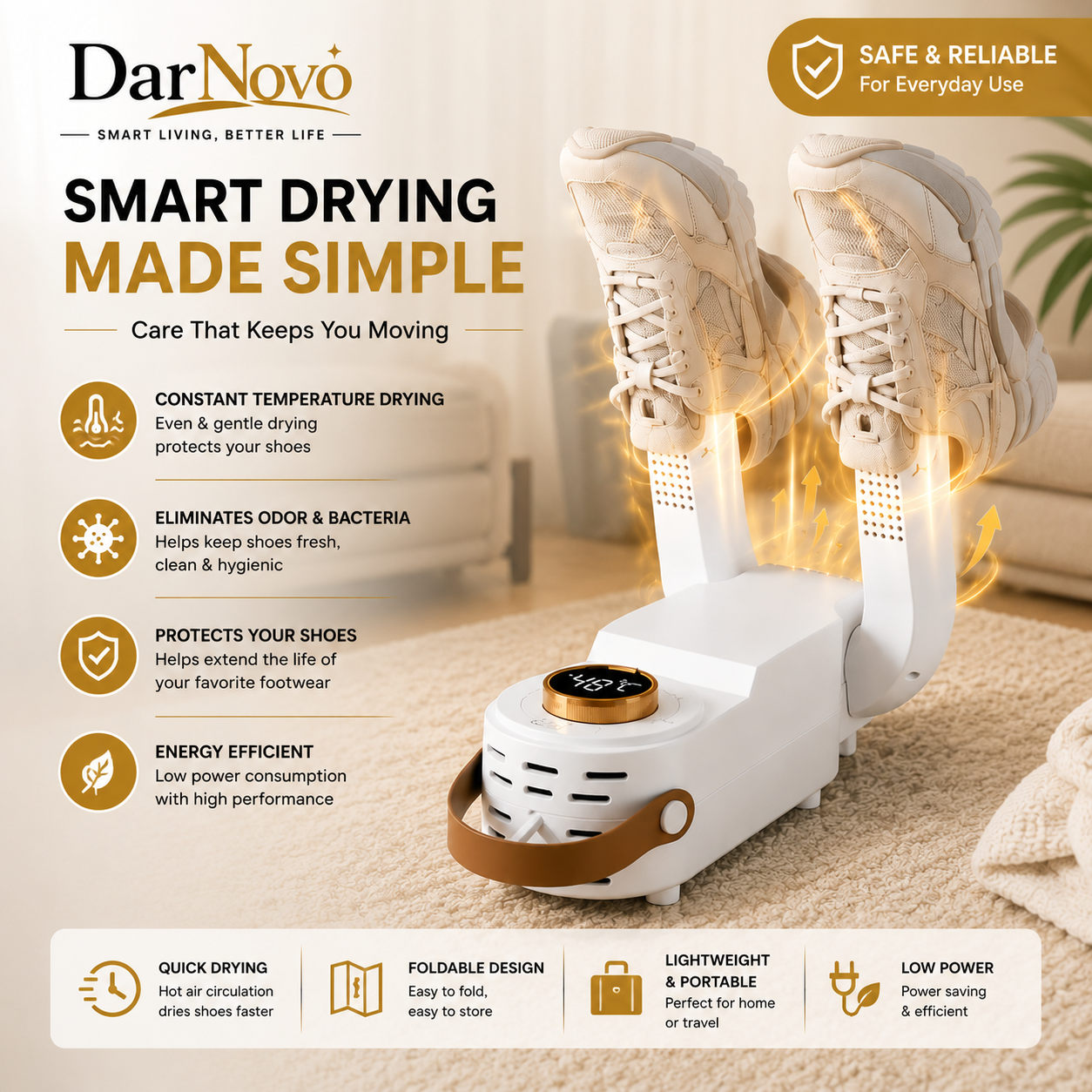 Portable Shoe Dryer UAE | Electric Shoe & Clothes Dryer | DarNovo